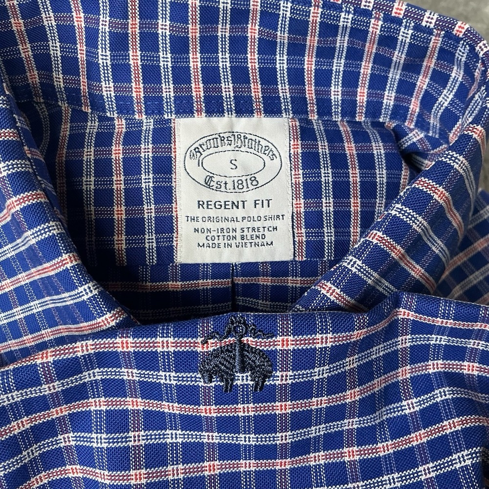 Brooks Brothers Regent Plaid Button Down Shirt Mens Small  Red White & Blue